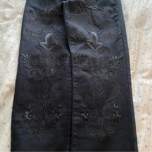 Juicy Couture Black Embroidery Beads Denim Skinny Stretch Boho Cowgirl Jeans 29 - Picture 8 of 15